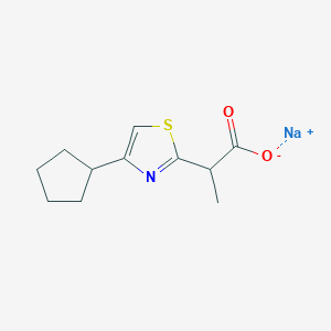 molecular formula C11H14NNaO2S B2811706 Sodium;2-(4-cyclopentyl-1,3-thiazol-2-yl)propanoate CAS No. 2377031-60-0