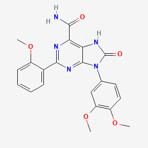 molecular formula C21H19N5O5 B2811707 9-(3,4-dimethoxyphenyl)-2-(2-methoxyphenyl)-8-oxo-8,9-dihydro-7H-purine-6-carboxamide CAS No. 898422-63-4