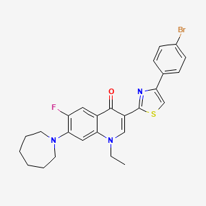 molecular formula C26H25BrFN3OS B2811721 7-(Azepan-1-yl)-3-[4-(4-bromophenyl)-1,3-thiazol-2-yl]-1-ethyl-6-fluoro-1,4-dihydroquinolin-4-one CAS No. 2320930-39-8