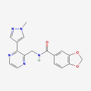 molecular formula C17H15N5O3 B2811723 N-((3-(1-methyl-1H-pyrazol-4-yl)pyrazin-2-yl)methyl)benzo[d][1,3]dioxole-5-carboxamide CAS No. 2034394-20-0