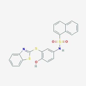 molecular formula C23H16N2O3S3 B281173 N-[3-(1,3-benzothiazol-2-ylthio)-4-hydroxyphenyl]-1-naphthalenesulfonamide 
