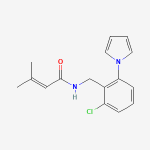 molecular formula C16H17ClN2O B2811736 N-[2-氯-6-(1H-吡咯-1-基)苄基]-3-甲基-2-丁烯酰胺 CAS No. 866042-77-5