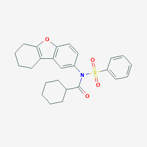 molecular formula C25H27NO4S B281174 N-(phenylsulfonyl)-N-6,7,8,9-tetrahydrodibenzo[b,d]furan-2-ylcyclohexanecarboxamide 