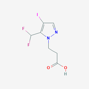 molecular formula C7H7F2IN2O2 B2811751 3-[5-(Difluoromethyl)-4-iodopyrazol-1-yl]propanoic acid CAS No. 1946823-30-8