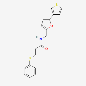 molecular formula C18H17NO2S2 B2811763 3-(phenylsulfanyl)-N-{[5-(thiophen-3-yl)furan-2-yl]methyl}propanamide CAS No. 2097912-08-6