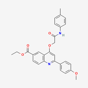 molecular formula C28H26N2O5 B2811789 Ethyl 2-(4-methoxyphenyl)-4-(2-oxo-2-(p-tolylamino)ethoxy)quinoline-6-carboxylate CAS No. 1114646-67-1