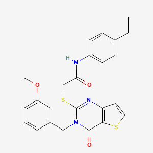 molecular formula C24H23N3O3S2 B2811791 N-(4-ethylphenyl)-2-{[3-(3-methoxybenzyl)-4-oxo-3,4-dihydrothieno[3,2-d]pyrimidin-2-yl]sulfanyl}acetamide CAS No. 1261007-91-3