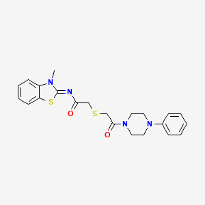 (Z)-N-(3-methylbenzo[d]thiazol-2(3H)-ylidene)-2-((2-oxo-2-(4-phenylpiperazin-1-yl)ethyl)thio)acetamide