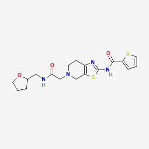 molecular formula C18H22N4O3S2 B2811798 N-(5-(2-oxo-2-(((tetrahydrofuran-2-yl)methyl)amino)ethyl)-4,5,6,7-tetrahydrothiazolo[5,4-c]pyridin-2-yl)thiophene-2-carboxamide CAS No. 1351618-44-4