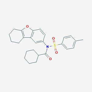 molecular formula C26H29NO4S B281182 N-[(4-methylphenyl)sulfonyl]-N-6,7,8,9-tetrahydrodibenzo[b,d]furan-2-ylcyclohexanecarboxamide 