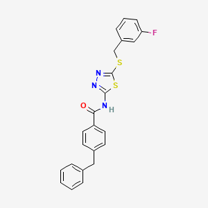 molecular formula C23H18FN3OS2 B2811856 4-benzyl-N-(5-((3-fluorobenzyl)thio)-1,3,4-thiadiazol-2-yl)benzamide CAS No. 392303-52-5