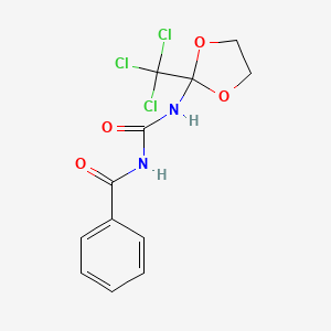 molecular formula C12H11Cl3N2O4 B2811857 N-((2-(trichloromethyl)-1,3-dioxolan-2-yl)carbamoyl)benzamide CAS No. 452089-00-8