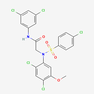 molecular formula C21H15Cl5N2O4S B2811858 2-(N-(4-chlorophenylsulfonyl)-2,4-dichloro-5-methoxyphenylamino)-N-(3,5-dichlorophenyl)acetamide CAS No. 338961-41-4