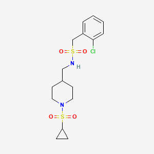 molecular formula C16H23ClN2O4S2 B2811859 1-(2-氯苯基)-N-((1-(环丙磺酰基)哌啶-4-基)甲基)甲磺酰胺 CAS No. 1234953-28-6