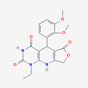 molecular formula C19H19N3O6 B2811864 8-(2,3-Dimethoxyphenyl)-13-ethyl-5-oxa-2,11,13-triazatricyclo[7.4.0.0^{3,7}]trideca-1(9),3(7)-diene-6,10,12-trione CAS No. 872102-79-9