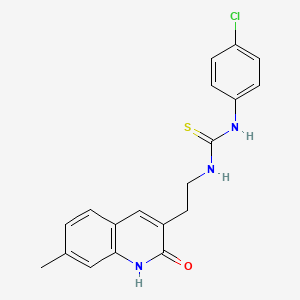 molecular formula C19H18ClN3OS B2811867 1-(4-chlorophenyl)-3-[2-(7-methyl-2-oxo-1H-quinolin-3-yl)ethyl]thiourea CAS No. 887891-43-2