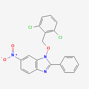 molecular formula C20H13Cl2N3O3 B2811868 1-[(2,6-dichlorobenzyl)oxy]-6-nitro-2-phenyl-1H-1,3-benzimidazole CAS No. 303148-91-6