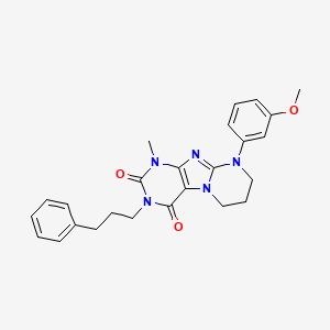 molecular formula C25H27N5O3 B2811877 9-(3-methoxyphenyl)-1-methyl-3-(3-phenylpropyl)-7,8-dihydro-6H-purino[7,8-a]pyrimidine-2,4-dione CAS No. 848208-17-3