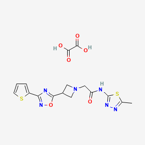 molecular formula C16H16N6O6S2 B2811935 N-(5-methyl-1,3,4-thiadiazol-2-yl)-2-(3-(3-(thiophen-2-yl)-1,2,4-oxadiazol-5-yl)azetidin-1-yl)acetamide oxalate CAS No. 1351582-81-4