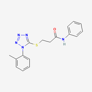 molecular formula C17H17N5OS B2811937 3-[1-(2-甲基苯基)四唑-5-基]硫醇基-N-苯基丙酰胺 CAS No. 892071-50-0