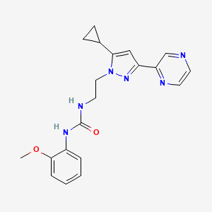 molecular formula C20H22N6O2 B2811941 1-(2-(5-环丙基-3-(吡嗪-2-基)-1H-吡唑-1-基)乙基)-3-(2-甲氧基苯基)脲 CAS No. 2034287-86-8