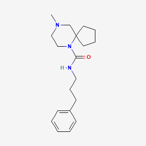 molecular formula C19H29N3O B2811943 9-甲基-N-(3-苯基丙基)-6,9-二氮杂螺[4.5]癸烷-6-甲酰胺 CAS No. 1421500-83-5