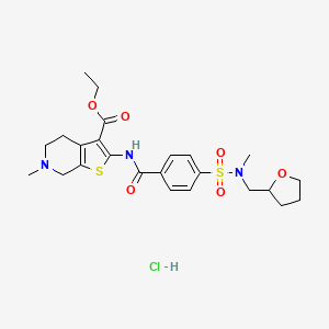 molecular formula C24H32ClN3O6S2 B2811949 ethyl 6-methyl-2-(4-(N-methyl-N-((tetrahydrofuran-2-yl)methyl)sulfamoyl)benzamido)-4,5,6,7-tetrahydrothieno[2,3-c]pyridine-3-carboxylate hydrochloride CAS No. 1177430-74-8