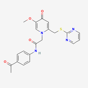 N-(4-acetylphenyl)-2-(5-methoxy-4-oxo-2-((pyrimidin-2-ylthio)methyl)pyridin-1(4H)-yl)acetamide
