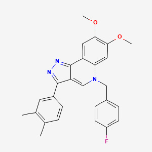 molecular formula C27H24FN3O2 B2811973 3-(3,4-dimethylphenyl)-5-(4-fluorobenzyl)-7,8-dimethoxy-5H-pyrazolo[4,3-c]quinoline CAS No. 866809-71-4