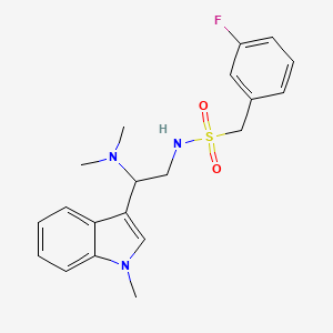 molecular formula C20H24FN3O2S B2811979 N-(2-(dimethylamino)-2-(1-methyl-1H-indol-3-yl)ethyl)-1-(3-fluorophenyl)methanesulfonamide CAS No. 1396801-17-4