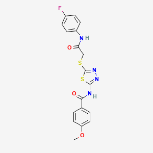 N-(5-((2-((4-fluorophenyl)amino)-2-oxoethyl)thio)-1,3,4-thiadiazol-2-yl)-4-methoxybenzamide