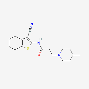 molecular formula C18H25N3OS B2812000 N-(3-cyano-4,5,6,7-tetrahydrobenzo[b]thiophen-2-yl)-3-(4-methylpiperidin-1-yl)propanamide CAS No. 314260-41-8