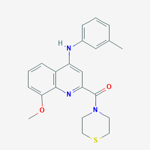 molecular formula C22H23N3O2S B2812005 (8-Methoxy-4-(m-tolylamino)quinolin-2-yl)(thiomorpholino)methanone CAS No. 1251546-86-7