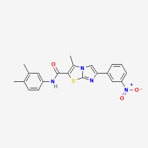 molecular formula C21H18N4O3S B2812008 N-(3,4-dimethylphenyl)-3-methyl-6-(3-nitrophenyl)imidazo[2,1-b][1,3]thiazole-2-carboxamide CAS No. 1005300-87-7