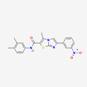 molecular formula C21H18N4O3S B2812008 N-(3,4-二甲基苯基)-3-甲基-6-(3-硝基苯基)咪唑并[2,1-b][1,3]噻嗪-2-甲酰胺 CAS No. 1005300-87-7