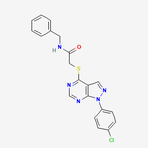 molecular formula C20H16ClN5OS B2812013 N-benzyl-2-[1-(4-chlorophenyl)pyrazolo[3,4-d]pyrimidin-4-yl]sulfanylacetamide CAS No. 577756-82-2