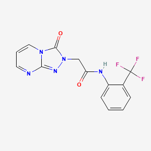 molecular formula C14H10F3N5O2 B2812019 2-(3-oxo-[1,2,4]triazolo[4,3-a]pyrimidin-2(3H)-yl)-N-(2-(trifluoromethyl)phenyl)acetamide CAS No. 1327208-28-5