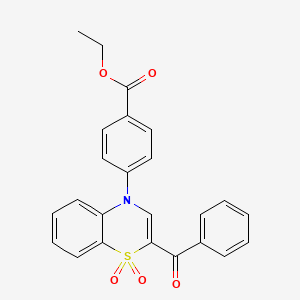 molecular formula C24H19NO5S B2812025 ethyl 4-(2-benzoyl-1,1-dioxido-4H-1,4-benzothiazin-4-yl)benzoate CAS No. 1114886-17-7