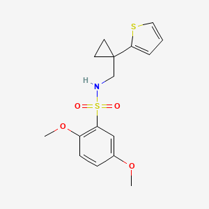 molecular formula C16H19NO4S2 B2812026 2,5-dimethoxy-N-((1-(thiophen-2-yl)cyclopropyl)methyl)benzenesulfonamide CAS No. 1203339-65-4