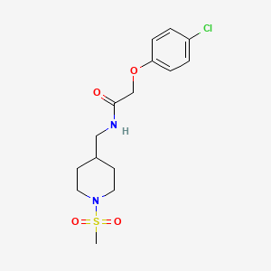 molecular formula C15H21ClN2O4S B2812028 2-(4-氯苯氧基)-N-((1-(甲磺酰基)哌啶-4-基)甲基)乙酰胺 CAS No. 1235638-87-5
