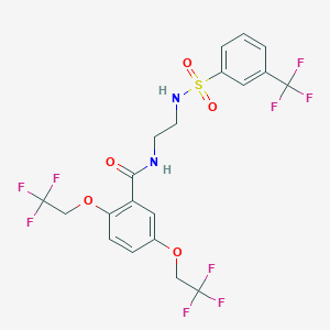 molecular formula C20H17F9N2O5S B2812047 2,5-bis(2,2,2-trifluoroethoxy)-N-[2-({[3-(trifluoromethyl)phenyl]sulfonyl}amino)ethyl]benzenecarboxamide CAS No. 338404-59-4