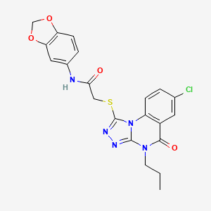 N-(benzo[d][1,3]dioxol-5-yl)-2-((7-chloro-5-oxo-4-propyl-4,5-dihydro-[1,2,4]triazolo[4,3-a]quinazolin-1-yl)thio)acetamide