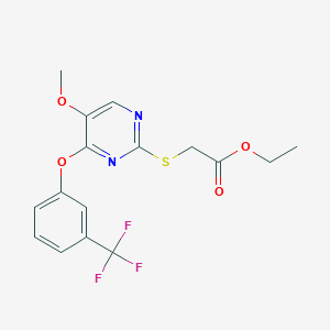 Ethyl 2-((5-methoxy-4-(3-(trifluoromethyl)phenoxy)-2-pyrimidinyl)sulfanyl)acetate
