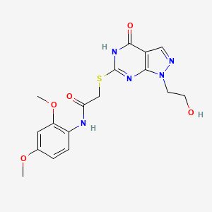 N-(2,4-dimethoxyphenyl)-2-((1-(2-hydroxyethyl)-4-oxo-4,5-dihydro-1H-pyrazolo[3,4-d]pyrimidin-6-yl)thio)acetamide