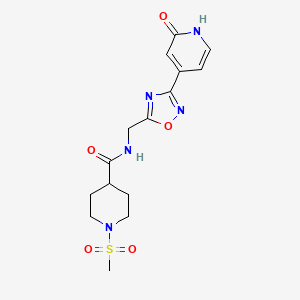 1-(methylsulfonyl)-N-((3-(2-oxo-1,2-dihydropyridin-4-yl)-1,2,4-oxadiazol-5-yl)methyl)piperidine-4-carboxamide