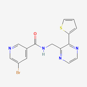 molecular formula C15H11BrN4OS B2812074 5-溴-N-((3-(噻吩-2-基)吡嗪-2-基)甲基)烟酰胺 CAS No. 2034613-11-9