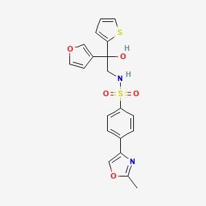 molecular formula C20H18N2O5S2 B2812077 N-(2-(furan-3-yl)-2-hydroxy-2-(thiophen-2-yl)ethyl)-4-(2-methyloxazol-4-yl)benzenesulfonamide CAS No. 2034491-18-2