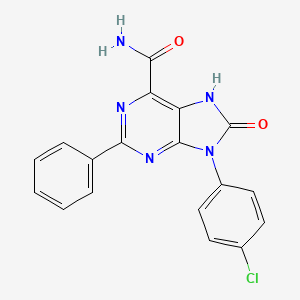 molecular formula C18H12ClN5O2 B2812079 9-(4-chlorophenyl)-8-oxo-2-phenyl-8,9-dihydro-7H-purine-6-carboxamide CAS No. 852452-88-1