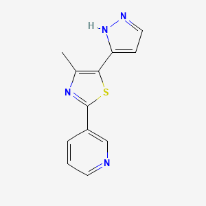 molecular formula C12H10N4S B2812080 3-[4-methyl-5-(1H-pyrazol-3-yl)-1,3-thiazol-2-yl]pyridine CAS No. 499796-05-3