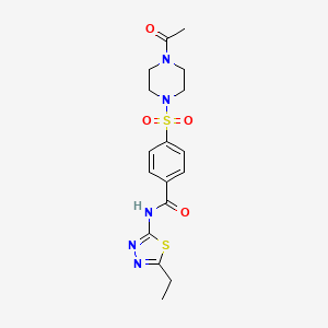 molecular formula C17H21N5O4S2 B2812082 4-((4-acetylpiperazin-1-yl)sulfonyl)-N-(5-ethyl-1,3,4-thiadiazol-2-yl)benzamide CAS No. 898656-68-3